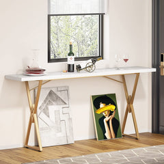 Console Table, White and Gold