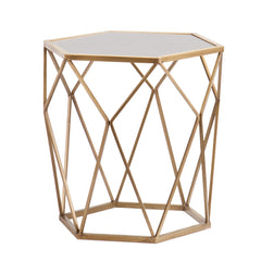 Geometric Gold Accent End Table