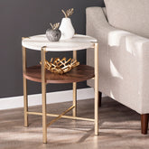 Round End Table With Faux Marble Top