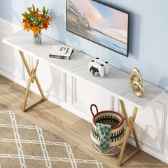 Console Table, White and Gold