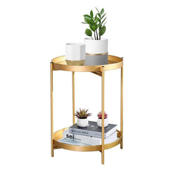 Simple 2-Tier Metal Round Side Table