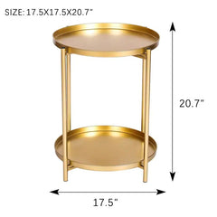Simple 2-Tier Metal Round Side Table