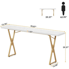 Console Table, White and Gold