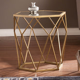 Geometric Gold Accent End Table