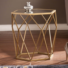 Geometric Gold Accent End Table