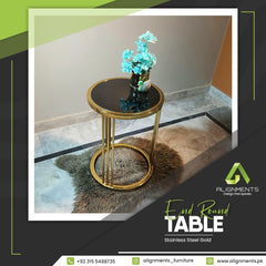 Stainless Steel Gold Round End Table