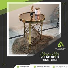 Stainless Steel Gold Round End Table