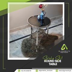 Stainless Steel Silver Round End Table