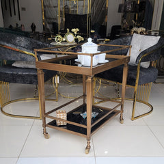 Antique Gold Metal Tea Trolley