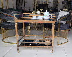 Antique Gold Metal Tea Trolley