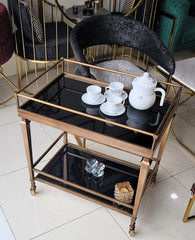 Antique Gold Metal Tea Trolley