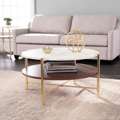 Round Faux Marble Coffee Table