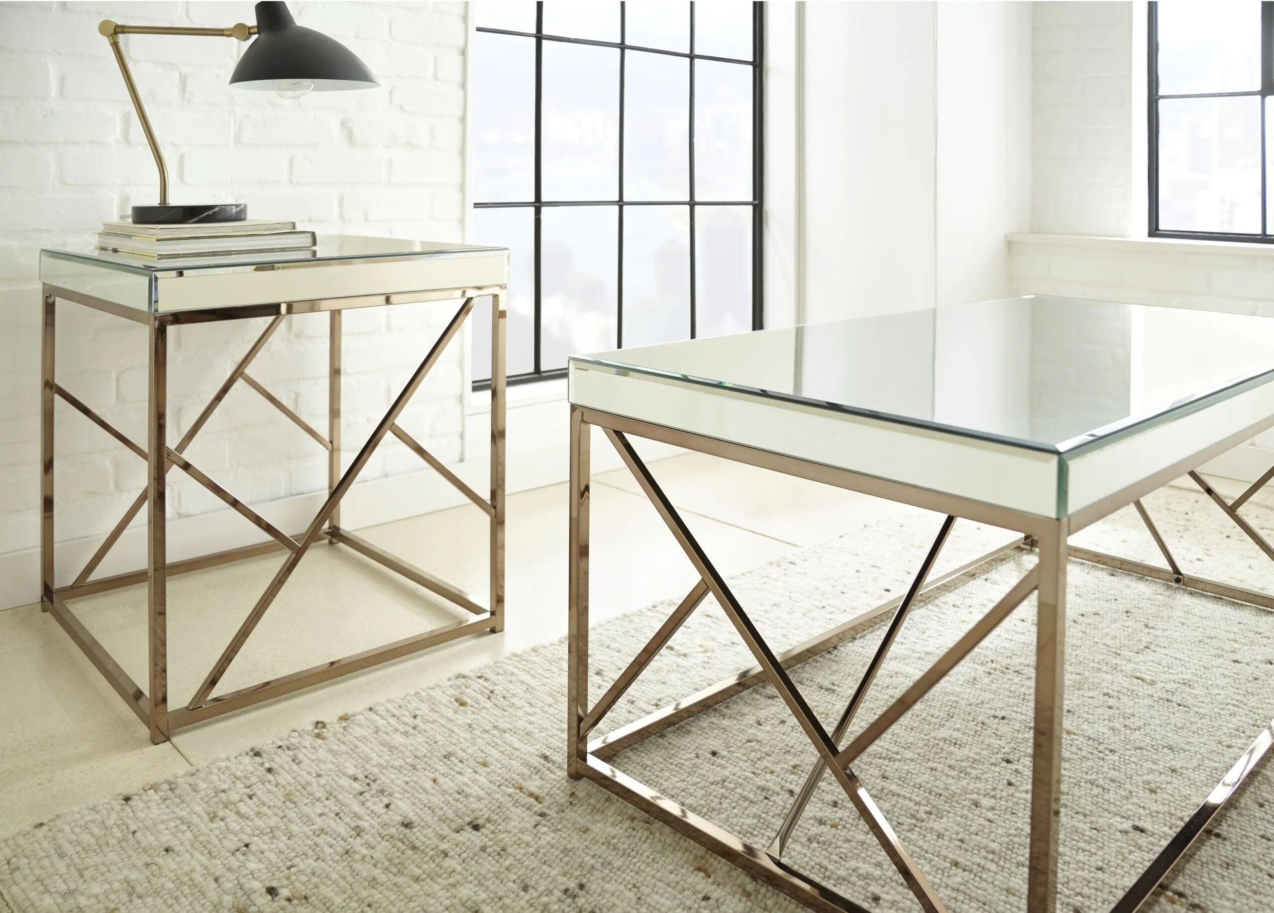 Mirrored End Table