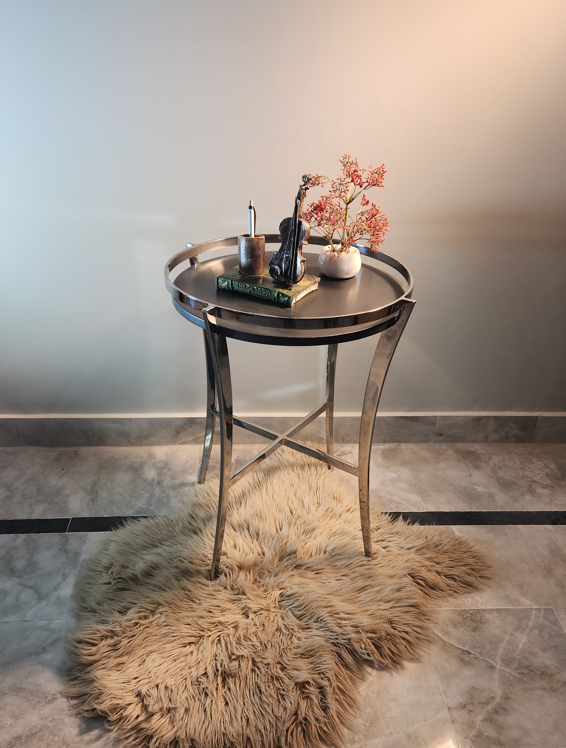 Stainless Steel Gold Round End Table