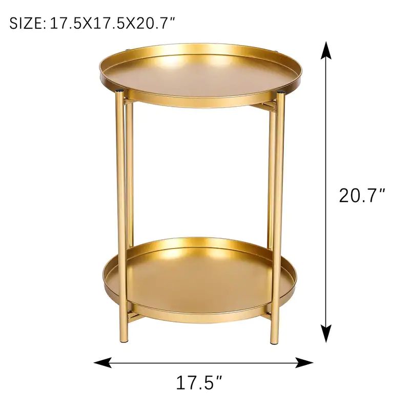 Simple 2-Tier Metal Round Side Table