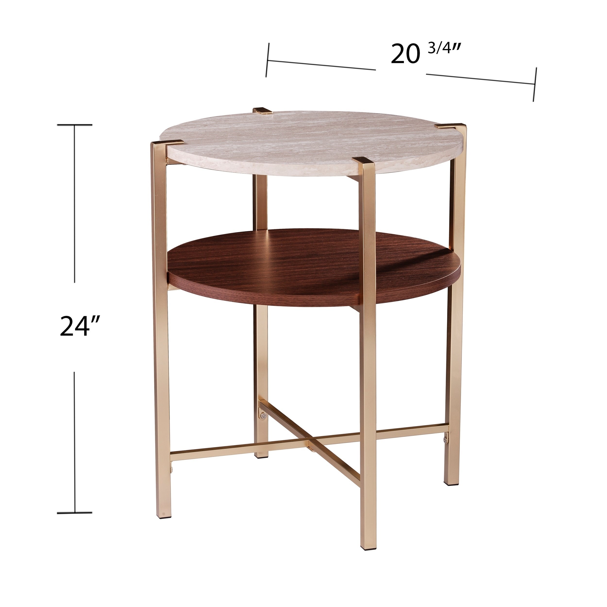 Round End Table With Faux Marble Top