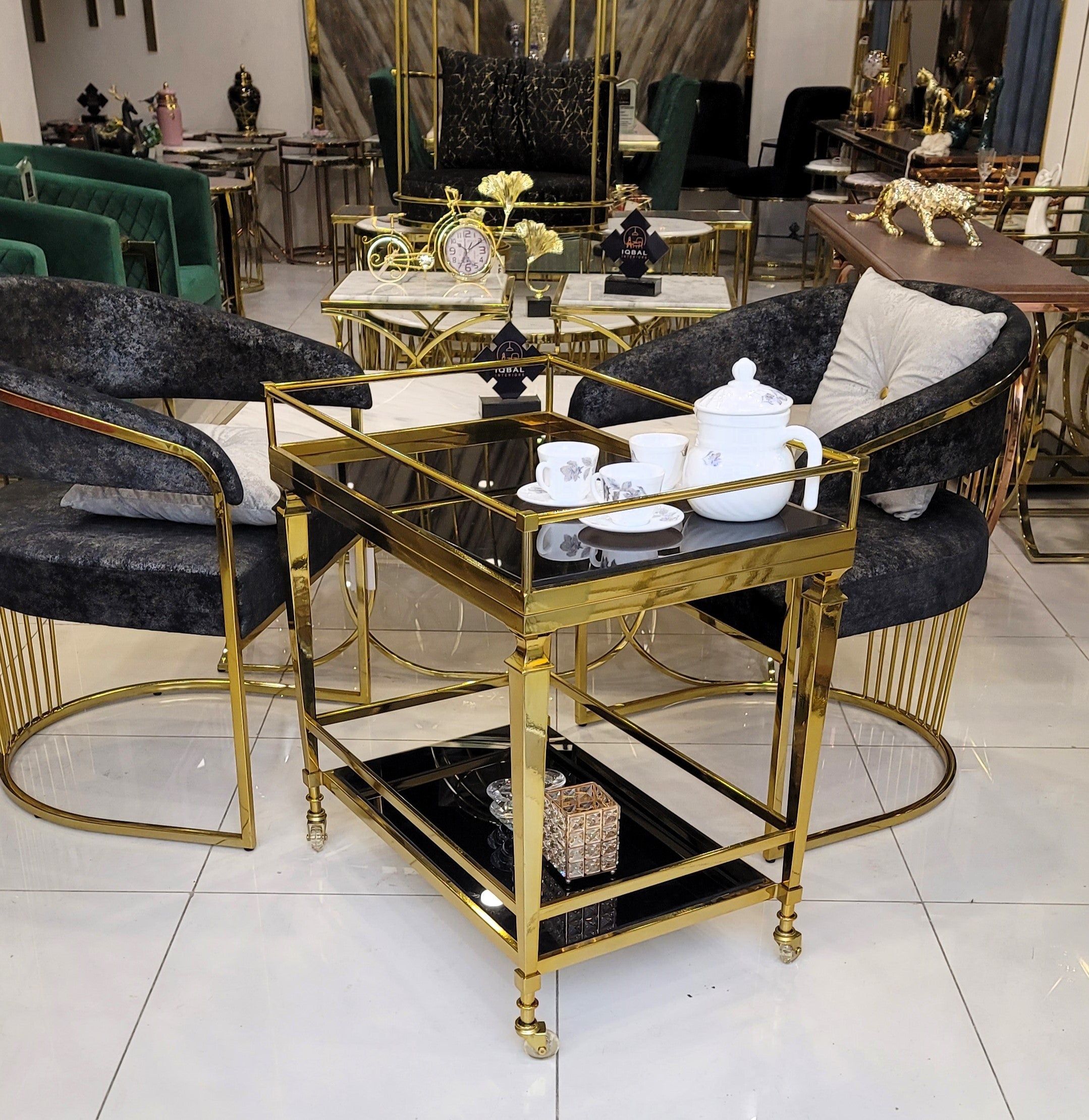Stainless Steel Gold Tea Trolley