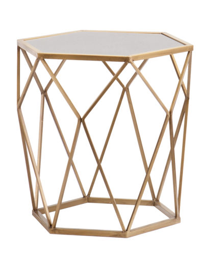 Geometric Gold Accent End Table