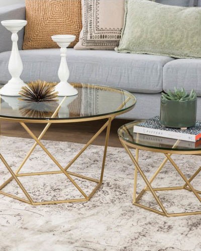 Geometric Glass Nesting Coffee Tables