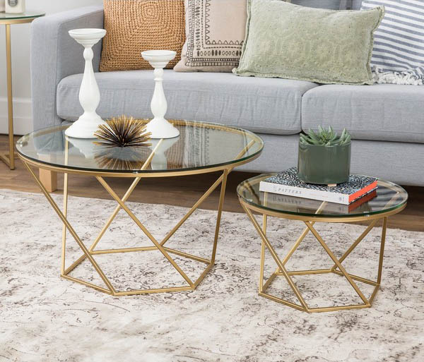 Geometric Glass Nesting Coffee Tables Alignments 3901