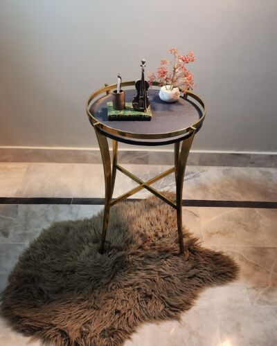 Stainless Steel Gold Round End Table