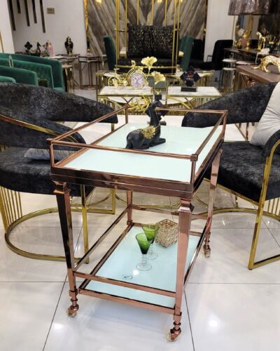 Rose Gold Stainless Steel Tea Trolley