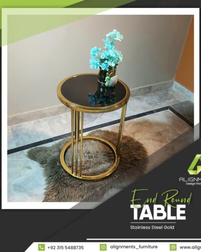 Stainless Steel Gold Round End Table