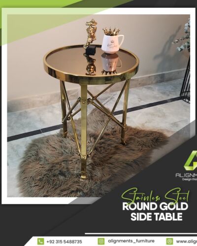 Stainless Steel Gold Round End Table