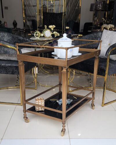 Antique Gold Metal Tea Trolley