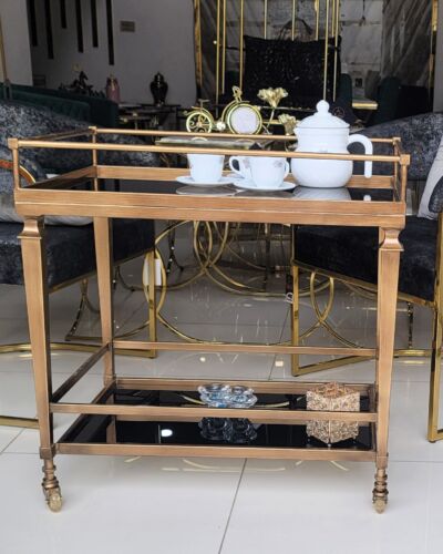 Antique Gold Metal Tea Trolley