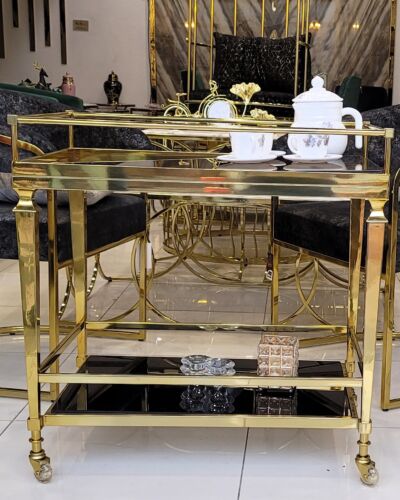 Stainless Steel Gold Tea Trolley